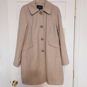 Vtg MCM London Fog Wool Blend Women's SZ XL Beige Coat Button Up Single Breast